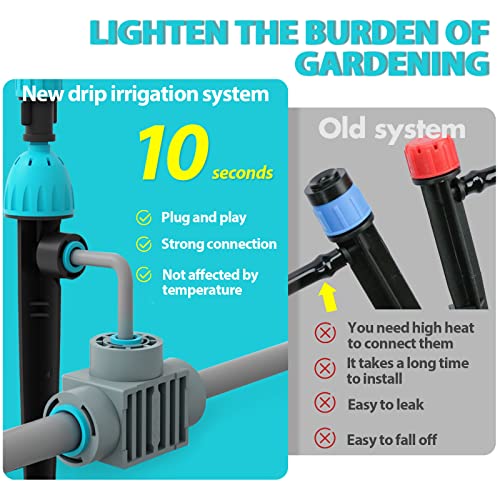 Drip Irrigation Kits,Garden Watering System for Outdoor Plants, Greenhouse Watering Automatic Kits,New Quick Connector 1/4 inch 1/2 inch Blank Distribution Tubing Water Saving Irrigation Micro Sprays