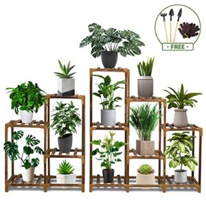 awlylnll wood plant stand indoor for living room,mutilple plants tiered plant shelf outdoor garden decor , ladder plant holder table plant pot stand for window balcony home decor