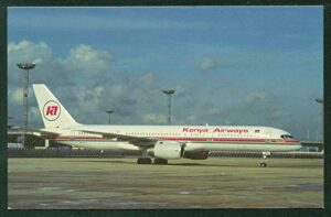 kenya airways boeing b-757 orly airport paris france airline airplane postcard