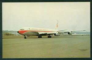 tap transportes aereos portugal boeing 707 aircraft santa cruz airplane airline postcard