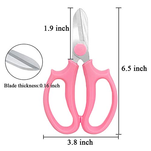 2Pcs Garden Scissors Floral Shears,Professional Flower Scissor with Comfortable Grip Handle,Garden Pruning Shear for Arranging Flowers,Plants Trimming,Picking,Pink