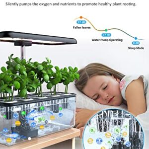 Hydroponics Growing System, QYO 9 Pods Herb Garden with 70 LEDs Full-Spectrum Plant Grow Light, Hydroponic Herb Garden with 4.5L Water Tank, 19.7'' Height Adjustable Gardening System, Black, QYO10