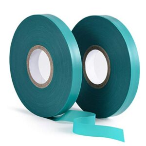 telent outdoors 2 pcs 150 feet x 1/2″ wide stretch tie tape green plant garden tie, garden vinyl stake for branches, climbing planters, flowers