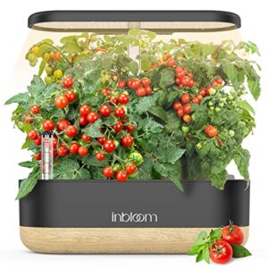 inbloom hydroponics growing system 10 pods, indoor herb garden with leds full-spectrum plant grow light, water shortage alarm, automatic timer, height adjustable(7” to 21”), 4.2l water tank, black