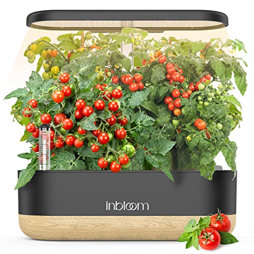 inbloom Hydroponics Growing System 10 Pods, Indoor Herb Garden with LEDs Full-Spectrum Plant Grow Light, Water Shortage Alarm, Automatic Timer, Height Adjustable(7'' to 21''), 4.2L Water Tank, Black