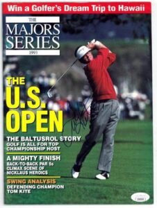 tom kite signed 1993 the major series full magazine- jsa #ee63255 (no label/us open) – autographed golf magazines