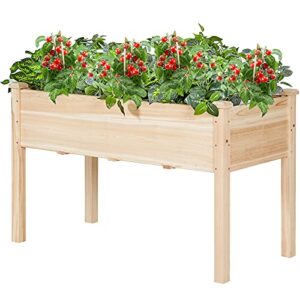 amerlife raised garden bed 48x30x24 inch – elevated wooden planter box stand with legs for vegetable flower herb outdoor gardening backyard patio,30 inch height 380 lbs capacity