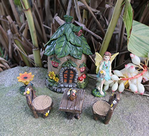 BangBangDa Miniature Fairy Garden Accessories Outdoor - Small Fairies Figurines Items Fairy House Table Chair Set Fairy Garden Fairies Kit for Kids Fairy Figures Mini Garden Ornaments