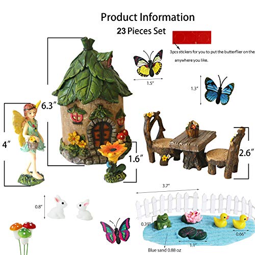 BangBangDa Miniature Fairy Garden Accessories Outdoor - Small Fairies Figurines Items Fairy House Table Chair Set Fairy Garden Fairies Kit for Kids Fairy Figures Mini Garden Ornaments