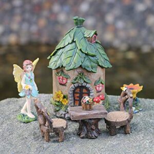 BangBangDa Miniature Fairy Garden Accessories Outdoor - Small Fairies Figurines Items Fairy House Table Chair Set Fairy Garden Fairies Kit for Kids Fairy Figures Mini Garden Ornaments