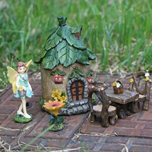 BangBangDa Miniature Fairy Garden Accessories Outdoor - Small Fairies Figurines Items Fairy House Table Chair Set Fairy Garden Fairies Kit for Kids Fairy Figures Mini Garden Ornaments