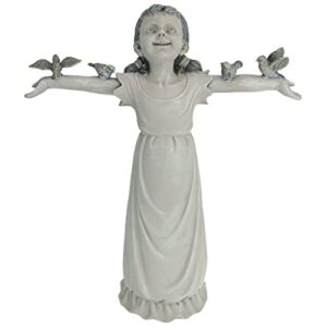 design toscano ng34012 basking in god’s glory little girl outdoor garden statue, medium, two tone stone
