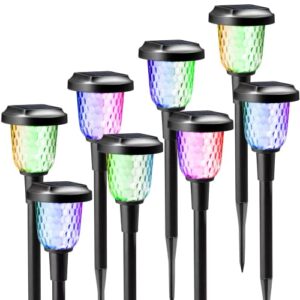 SIDSYS Outdoor Solar Lights for Yard, Glass Dream Dynamic Solar Outdoor Lights, 200LM Color Pattern Changing+Warm Solar Garden Lights, IP65 Waterproof Solar Powered Pathway Lights 8 Pack