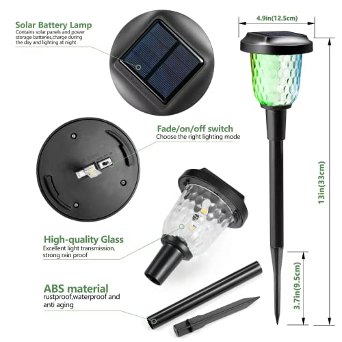 SIDSYS Outdoor Solar Lights for Yard, Glass Dream Dynamic Solar Outdoor Lights, 200LM Color Pattern Changing+Warm Solar Garden Lights, IP65 Waterproof Solar Powered Pathway Lights 8 Pack