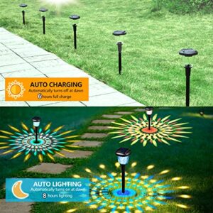 SIDSYS Outdoor Solar Lights for Yard, Glass Dream Dynamic Solar Outdoor Lights, 200LM Color Pattern Changing+Warm Solar Garden Lights, IP65 Waterproof Solar Powered Pathway Lights 8 Pack