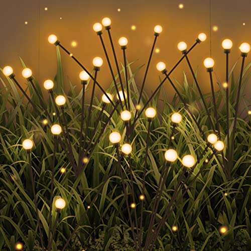 Ahongem Solar Garden Lights, Upgrade Your Yard with 8 LED Swaying Solar Lights - 2 Pack Eco-Friendly and Energy Efficient Solar Garden Decorative Lights for Pathway and Patio (Warm White)