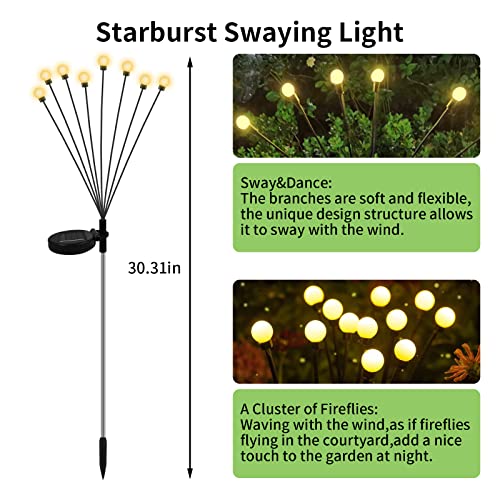 Ahongem Solar Garden Lights, Upgrade Your Yard with 8 LED Swaying Solar Lights - 2 Pack Eco-Friendly and Energy Efficient Solar Garden Decorative Lights for Pathway and Patio (Warm White)