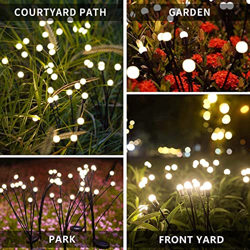 Ahongem Solar Garden Lights, Upgrade Your Yard with 8 LED Swaying Solar Lights - 2 Pack Eco-Friendly and Energy Efficient Solar Garden Decorative Lights for Pathway and Patio (Warm White)