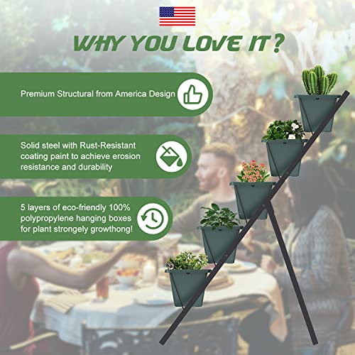 Highpro Vertical Garden Planter, 5 Tiers Vertical Raised Garden Bed Metal Elevated Herb Planter Box Vegetable Flower Planters for Patio Deck Outdoor Indoor