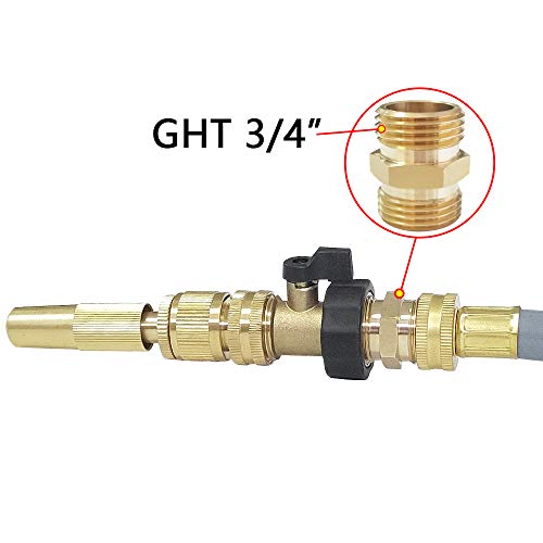 HQMPC Garden Hose Connector Bras Hose Adapter Garden Hose Hex Male Fitting Connector Male to Male 3/4 Inch GTH Thread Brass Connector, 4-Pack