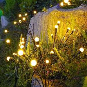 solar firefly lights, solar outdoor lights garden lights outdoor waterproof, firefly lights solar outdoor, starburst swaying garden lights for path fence, swaying when wind blows (2 pack, warm white)