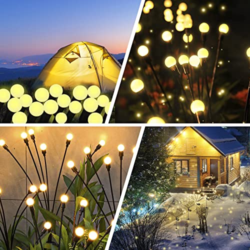 Solar Firefly Lights, Solar Outdoor Lights Garden Lights Outdoor Waterproof, Firefly Lights Solar Outdoor, Starburst Swaying Garden Lights for Path Fence, Swaying When Wind Blows (2 Pack, Warm White)