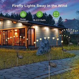 Solar Firefly Lights, Solar Outdoor Lights Garden Lights Outdoor Waterproof, Firefly Lights Solar Outdoor, Starburst Swaying Garden Lights for Path Fence, Swaying When Wind Blows (2 Pack, Warm White)