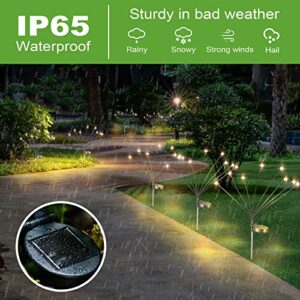 Solar Firefly Lights, Solar Outdoor Lights Garden Lights Outdoor Waterproof, Firefly Lights Solar Outdoor, Starburst Swaying Garden Lights for Path Fence, Swaying When Wind Blows (2 Pack, Warm White)