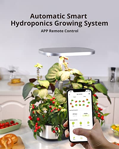 JustSmart WiFi 12 Pods Hydroponics Growing System with APP Controlled, Indoor Garden Up to 30" with 30W 120 LED Grow Light, Silent Pump System, Automatic Timer for Home Kitchen Gardening, GS1 Basic