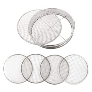 patioer garden potting mesh sieve sifting pan – stainless steel riddle – mix soil filter – with 4 interchangeable mesh sizes (3, 6, 9, 12mm)
