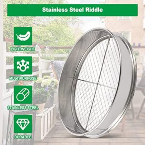 Patioer Garden Potting Mesh Sieve Sifting Pan - Stainless Steel Riddle - Mix Soil Filter - with 4 Interchangeable Mesh Sizes (3, 6, 9, 12mm)