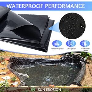 Pond Liner 10 x 13 Ft HDPE Pond Liners, 20 Mil UV Resistant Preformed Pond Liner Easy Cutting, Pond Liner for Natural Looking Ponds, Waterfall, Koi Pondsand Water Garden (Black)