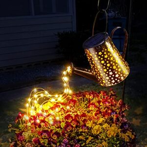 crfsilky solar watering can with lights outdoor garden decor waterproof star solar garden lights for table deck yard lawn patio pathway walkway courtyard party decorations gardening gifts