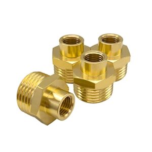 Hooshing 4PCS Garden Hose Atapter 3/4" GHT Male x 1/4" NPT Female Connector GHT to NPT Brass Fittings Female to Male Water Hose Quick Connector