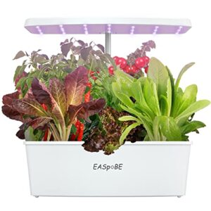 hydroponic growing system, indoor herb garden, smart garden with led grow light, 6l water tank germination kit, 18.5” height adjustable, white