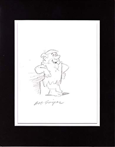 2 LOT The FLINTSTONES Yabba Dabba Doo Pencil Drawings Signed by Bob Singer