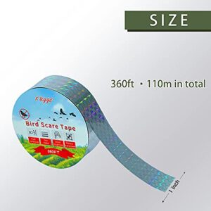 Kugge Bird Flash Tape (1in,360ft), Double Side Reflective Ribbon, Protect Your House, Garden, Orchard