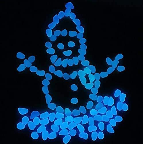 2O2OUP Glow in The Dark Garden Pebbles Stones Rocks for Yard and Walkways Decor, DIY Decorative Luminous Stones in Blue (100 PCS)