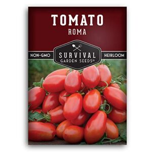 survival garden seeds – roma tomato seed for planting – packet with instructions to plant and grow italian roma tomatoes in your home vegetable garden – canning favorite – non-gmo heirloom variety