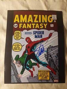 stan lee amazing fantasy 15 first spiderman signed/autographed 11×14 glossy photo. includes fanexpo certificate of authenticity and proof of signing. entertainment autograph original.