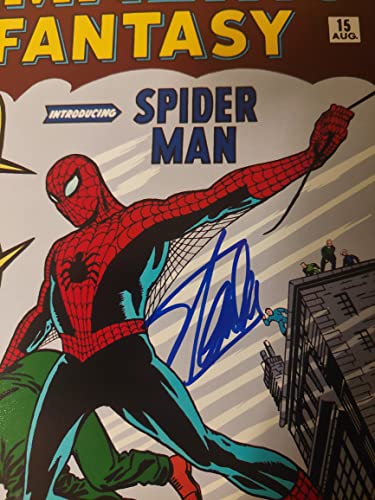 Stan Lee Amazing Fantasy 15 First Spiderman Signed/Autographed 11x14 Glossy Photo. Includes Fanexpo Certificate of Authenticity and Proof of signing. Entertainment Autograph Original.