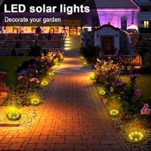 Solar Powered Ground Lights 8 Pack,IP68 Waterproof Outdoor LED Disk Lights for Garden,Non-Slip Landscape Path Lighting for Patio Lawn Yard,Pathway Wear-Resistant Deck Lights Walkway Decor(Warm White)