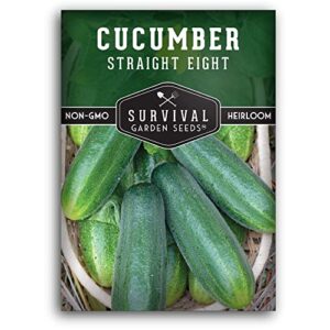 survival garden seeds – straight eight cucumber seed for planting – packet with instructions to plant and grow pickling and slicing cucumbers in your home vegetable garden – non-gmo heirloom variety