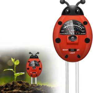 UNIWA Soil pH Meter, 3-in-1 Soil Tester Kit with Plant Moisture, Light and pH Tester, Soil pH Meter for Garden, Farm, Lawn, Indoor and Outdoor (No Battery Needed), Colorful Ladybug Shape