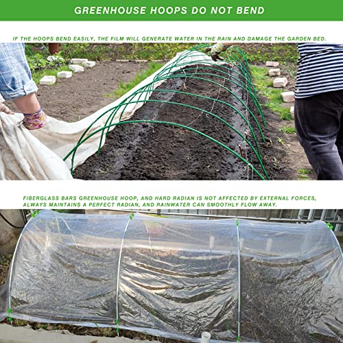 Greenhouse Hoops, Grow Tunnel 7mm/0.275in Diameter Rust-Free Fiberglass Support Hoops Frame DIY Gardening Tunnel, Support Frame Combination for Garden Farm