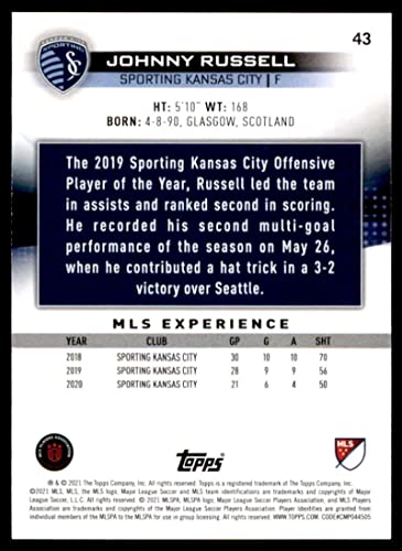 2021 Topps MLS #43 Johnny Russell Sporting Kansas City Soccer Futbol Trading Card