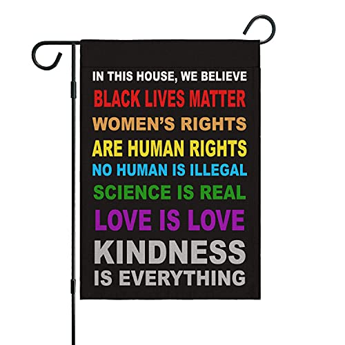 Pride Flag Garden Flags for in This House We Believe Science Is Real Black Lives Matter Vertical Double Sided 12.5"X18" Indoor Yard Outdoor Decoration