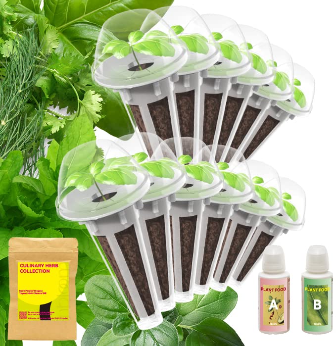 Herb Seed Starter Pod Kit Plant for idoo, Ahopegarden, and inbloom 10 Pods Hydroponics, Indoor Garden, 12-Pods (350+ Seeds Included Basil, Parsley, Oregano, Thyme, Mint, Cilantro, and Dill)