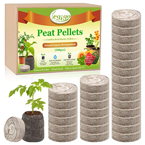 Legigo 500 Pcs 30mm Peat Pellets Starter Pods, Compressed Starting Plugs Pellet Fiber Soil Helps to Avoid Root Shock for Garden Planting Herb Flower Vegetables