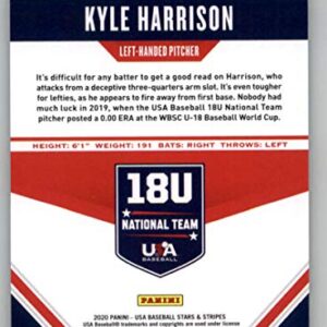 2020 Panini USA Stars and Stripes Retail Base #39 Kyle Harrison RC Rookie USA Baseball 18U National Team Baseball Trading Card